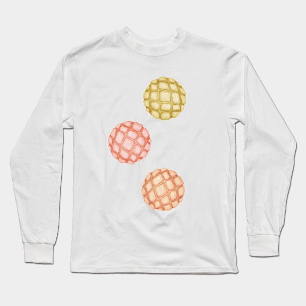 Melon Pan Bread Japanese Snack Illustration - Without Background Long Sleeve T-Shirt by lizillu